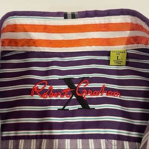 Robert Graham Tailored Fit X Dress Shirt Size Large /Flip Cuff Design